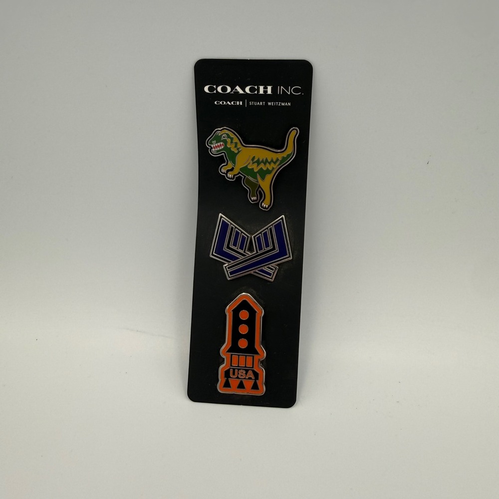 Coach Inc Rexy Dinosaur Rocket USA Enamel Pin Set 3-Piece Collectible